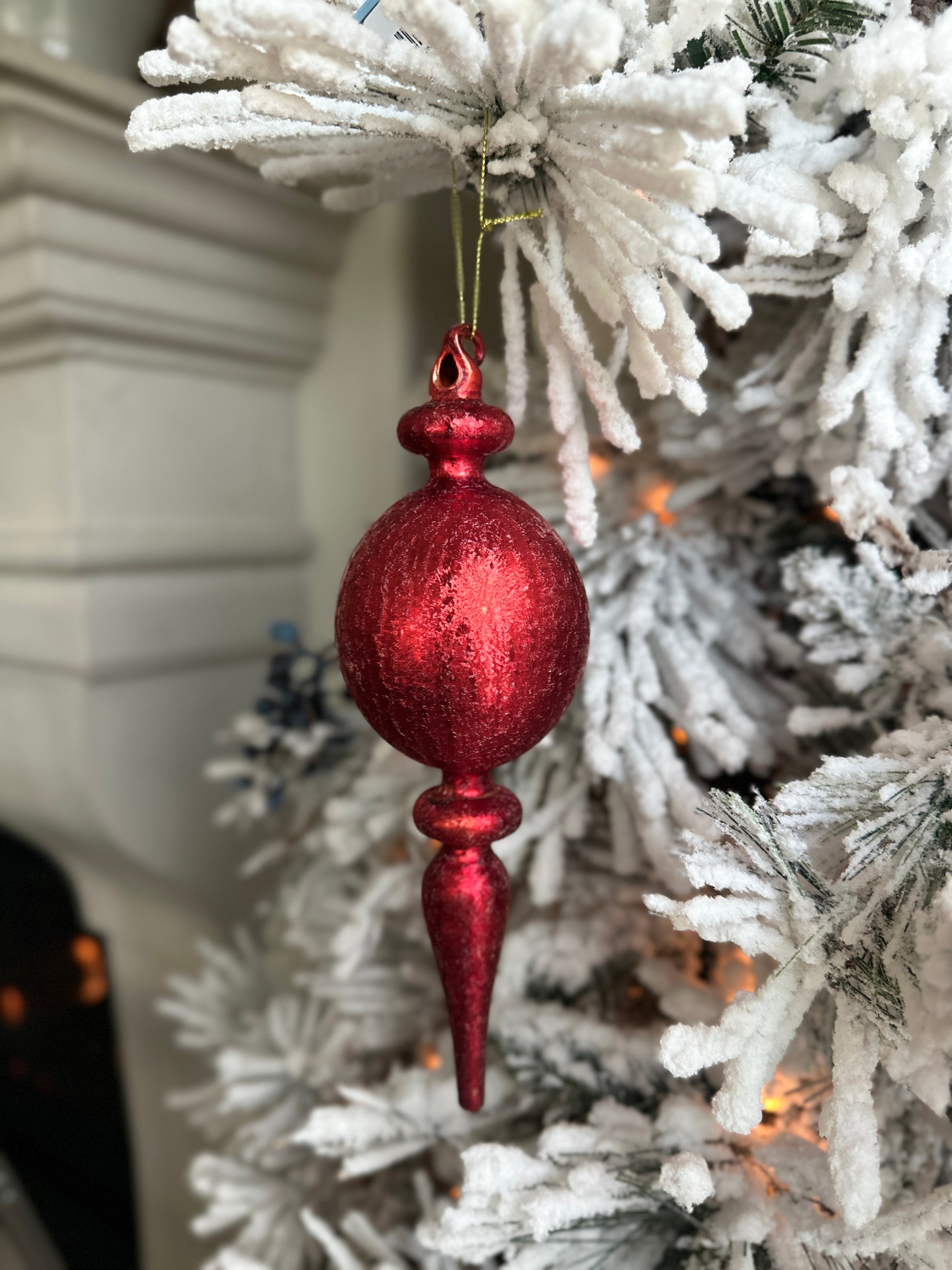 RED FINIAL CHRISTMAS ORNAMENTS - THREE VARIANTS