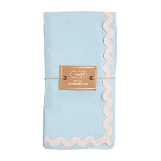 Ric rac napkins in pink blue and white color options