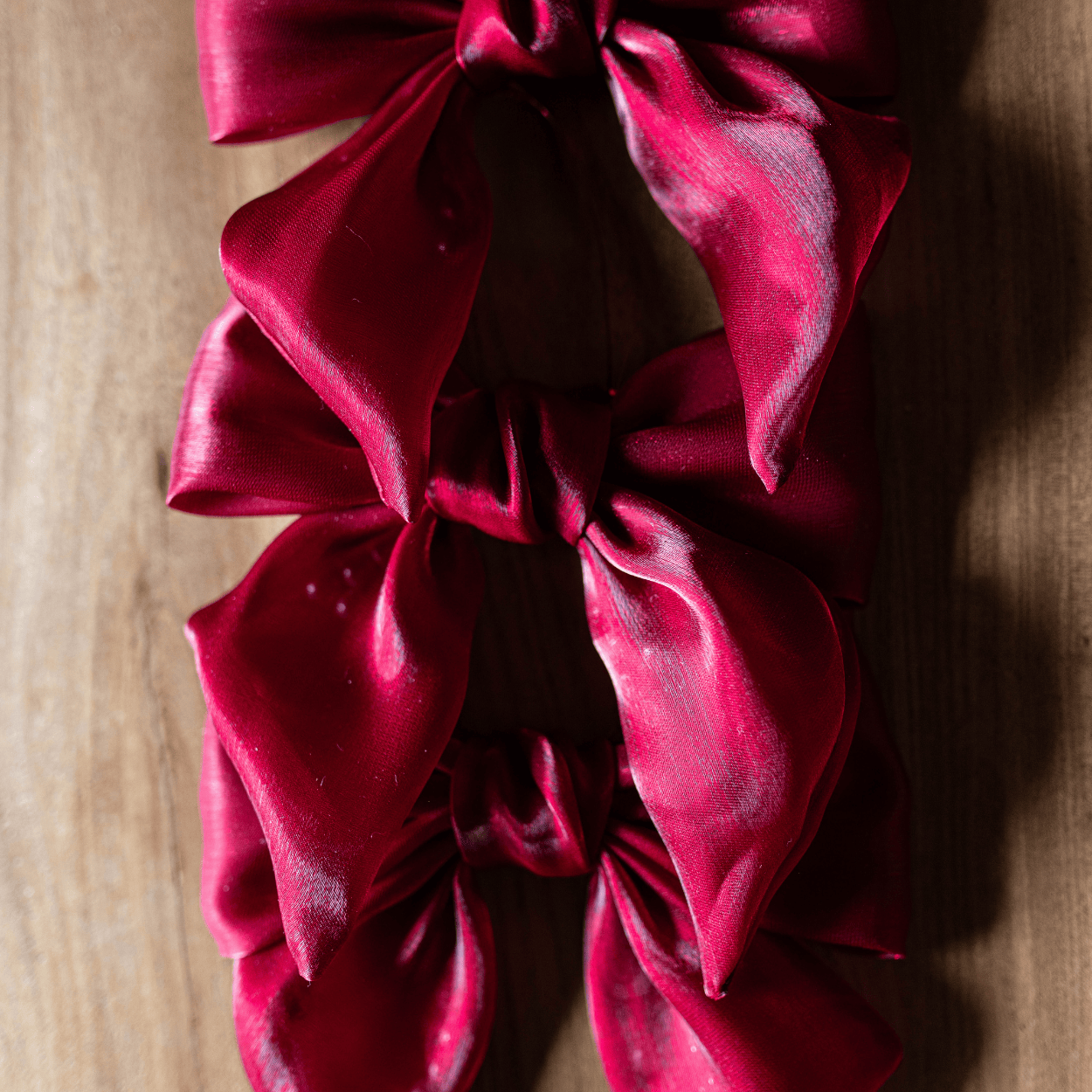Red Gauze Bow - Set of 3