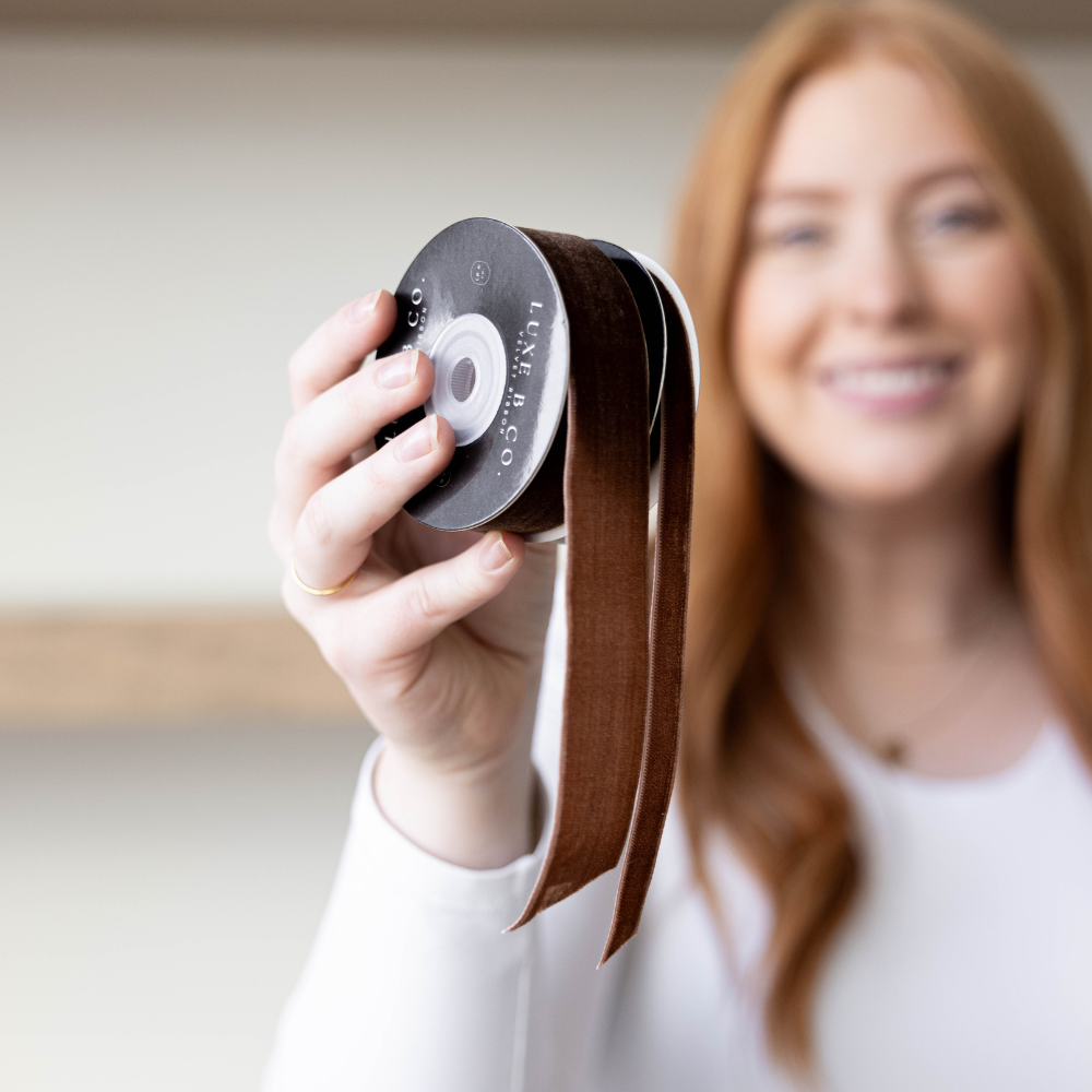 Ribbon Brown Velvet Christmas Decor Two sizes