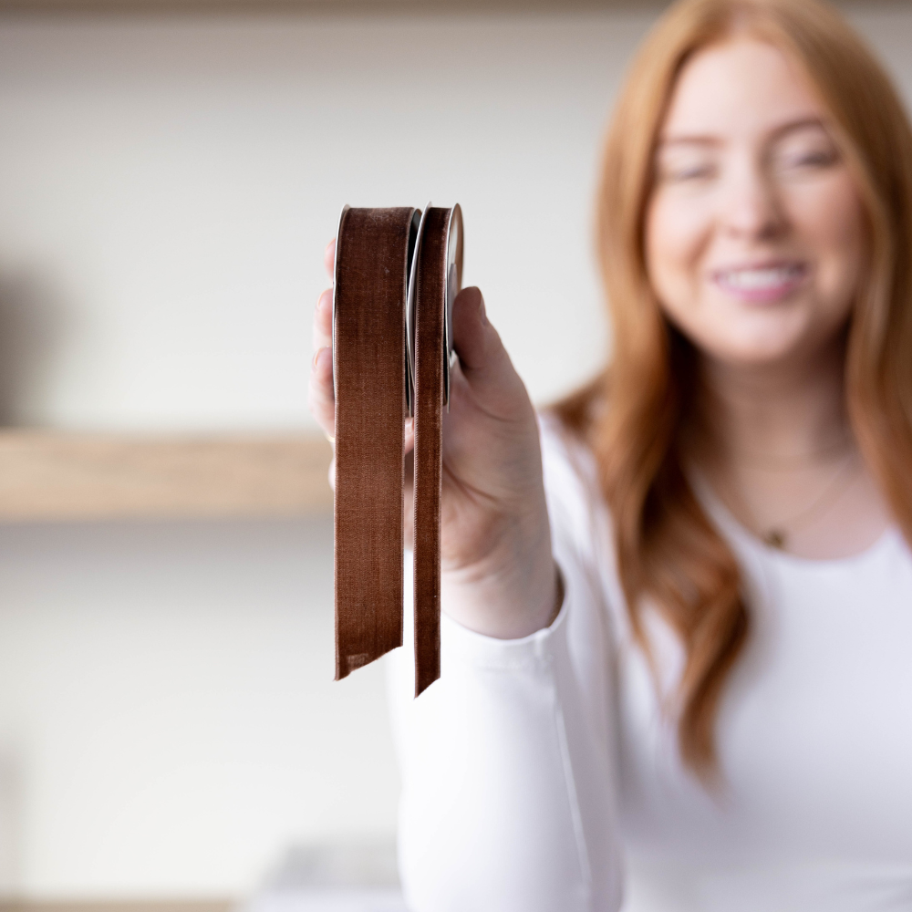 Ribbon Brown Velvet Christmas Decor Two sizes