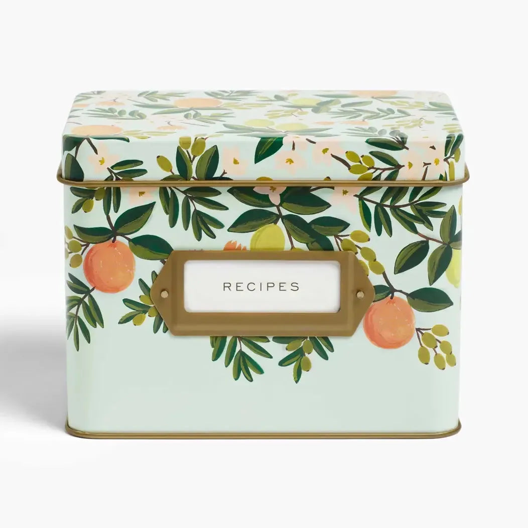 Rifle Paper Co. Citrus Floral Tin Recipe Box