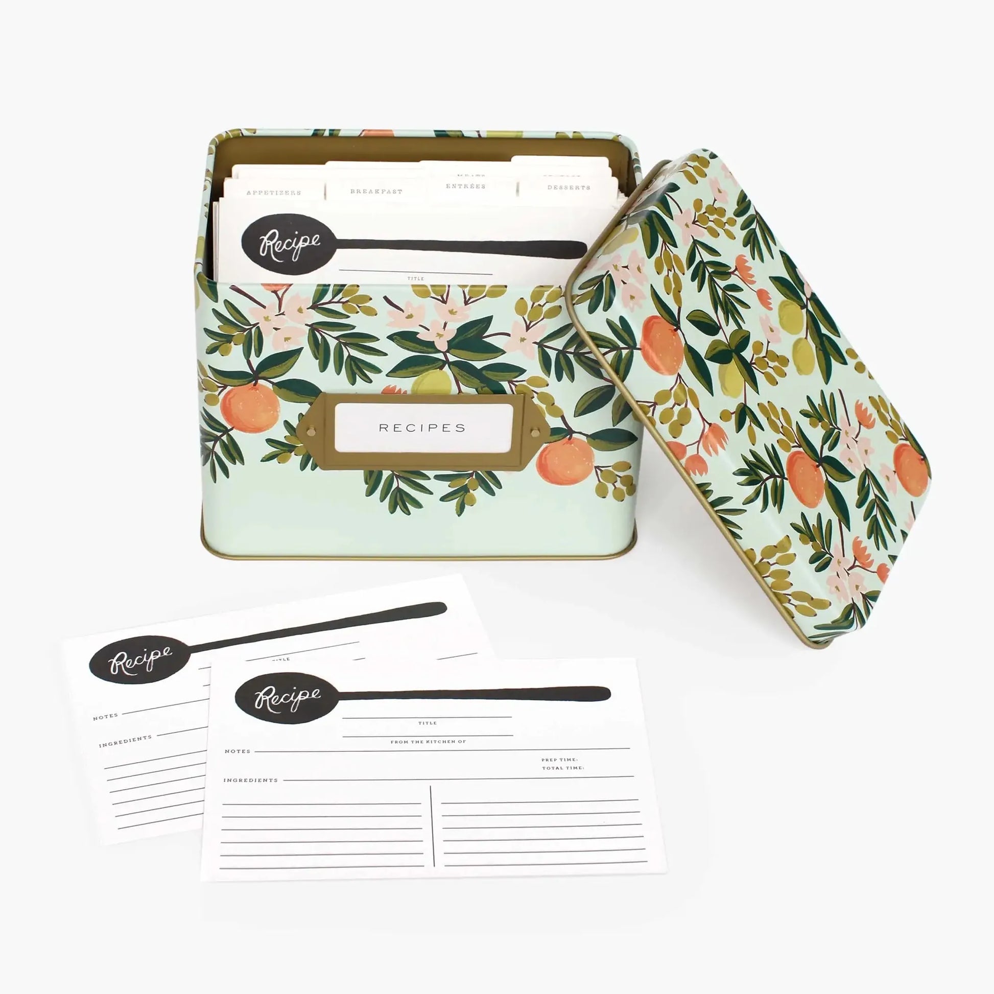 Rifle Paper Co. Citrus Floral Tin Recipe Box