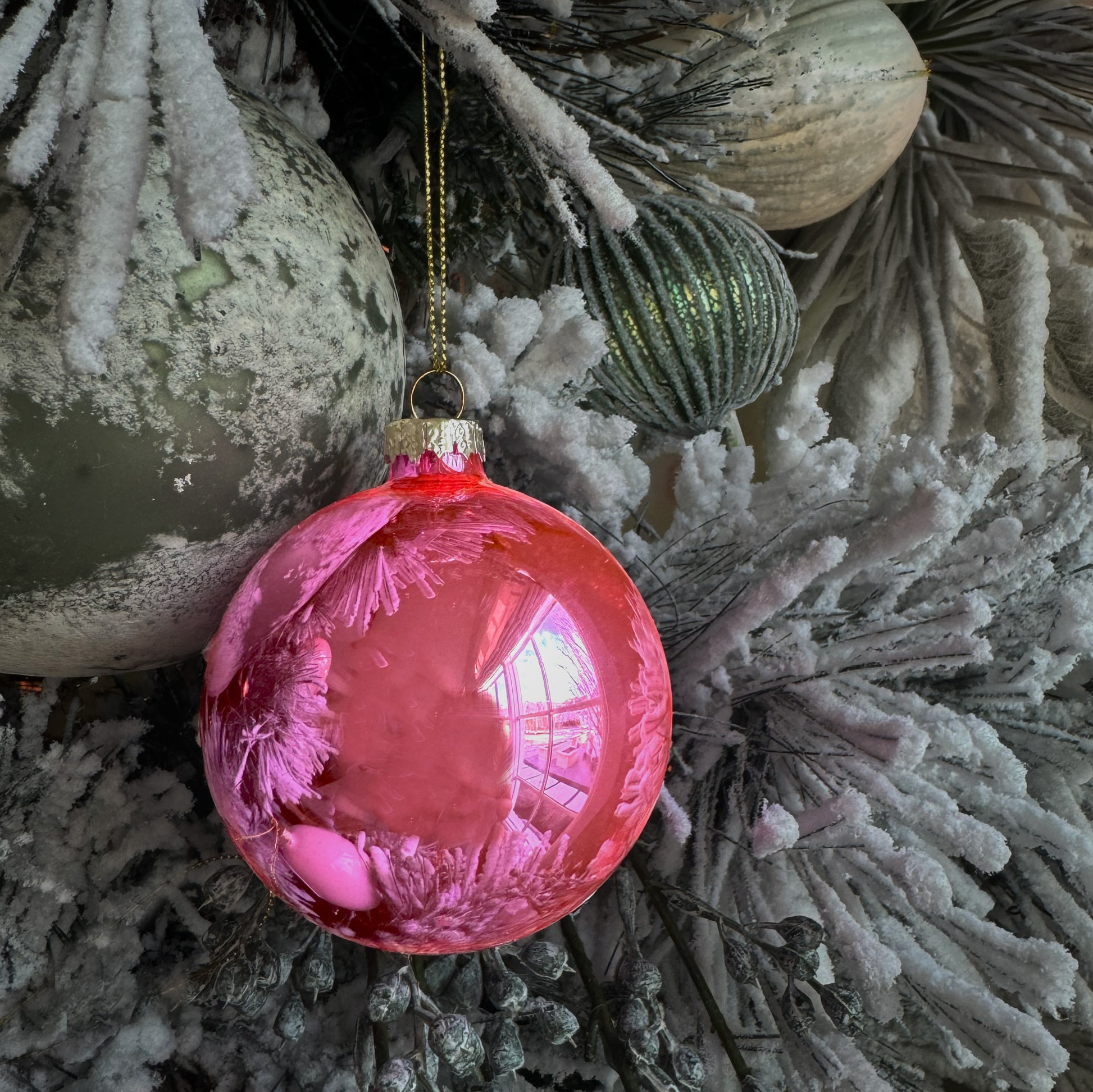 Rose Pink Glass Ornament - Cody Foster, 3"..