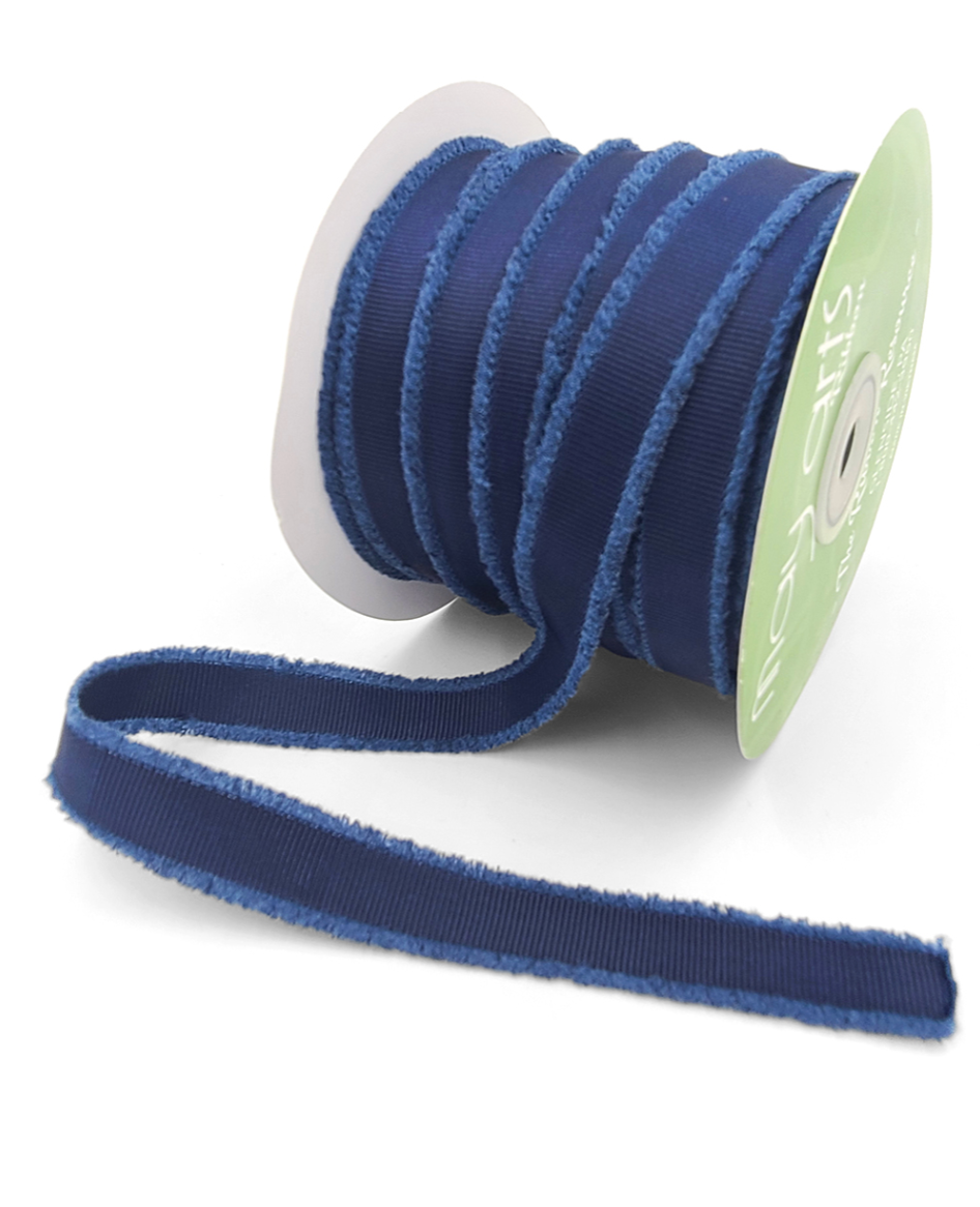 ~ 5/8″ Fuzzy Grosgrain Ribbon in Navy