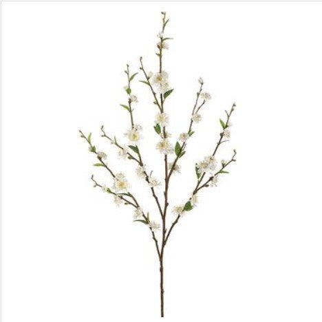 39" Plum Blossom Spray x5 - White