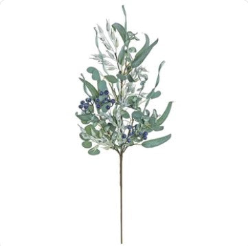 EUCALYPTUS, OATS & BLUEBERRY SPRAY, 31", SAGE/BLUE