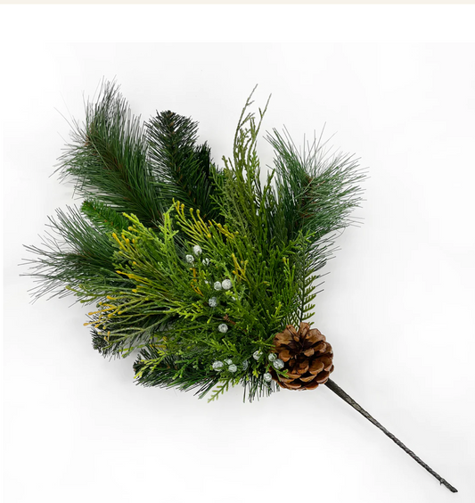 22" Artificial Pinecone, Berry, Cedar & Pine Spray Green/Brown