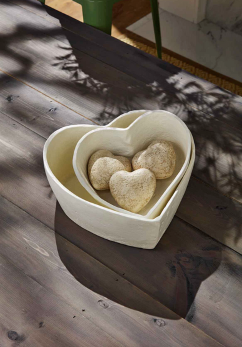 HEART PAPIER MACHE BOWL