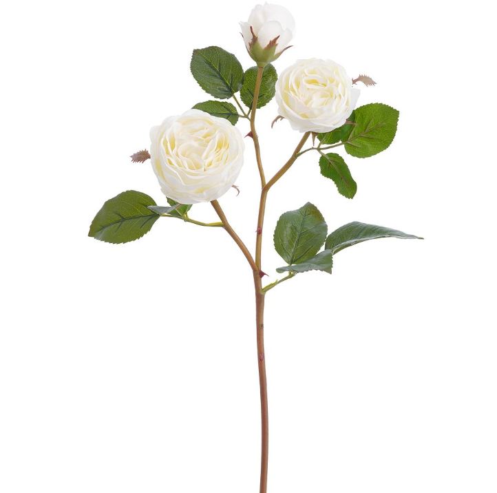 21" Real Touch Rose Spray in White