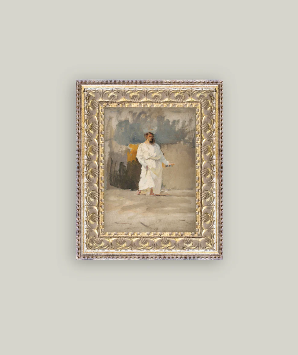 Christ Vintage Artwork in Gold and Grey Frame