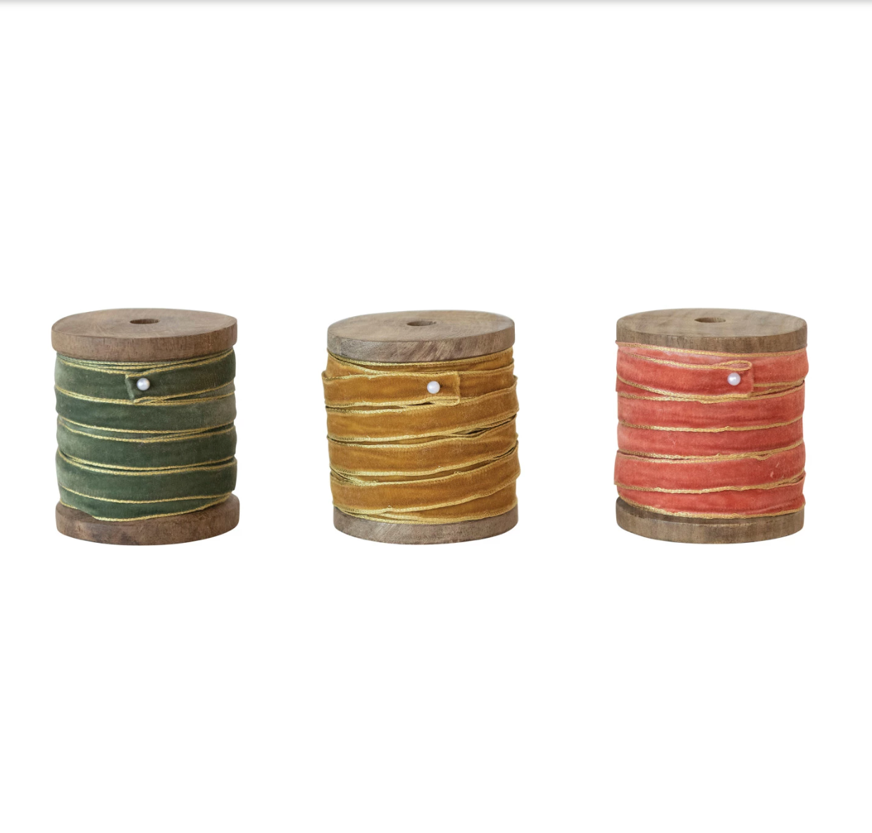 10 Yard Velvet Ribbon on Wood Spool, 3 Colors