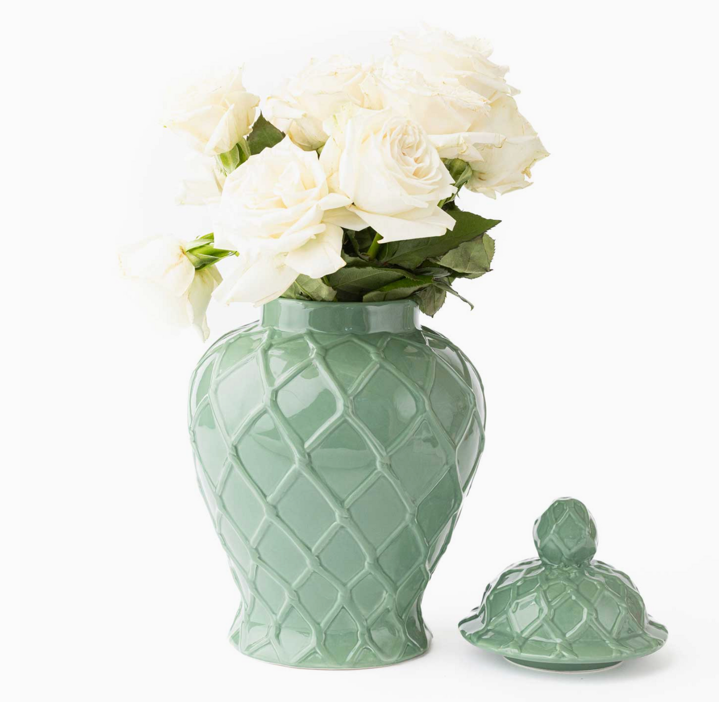 Green Textured Ginger Jars - Three Sizes