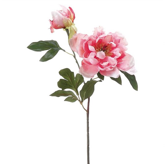 19.5" Pink Peony Spray with Bud