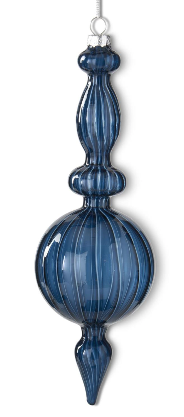 Assorted Dark Blue Finial Glass Ornaments (2 Styles)