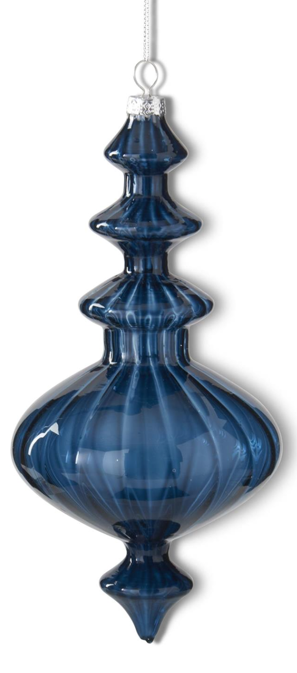 Assorted Dark Blue Finial Glass Ornaments (2 Styles)