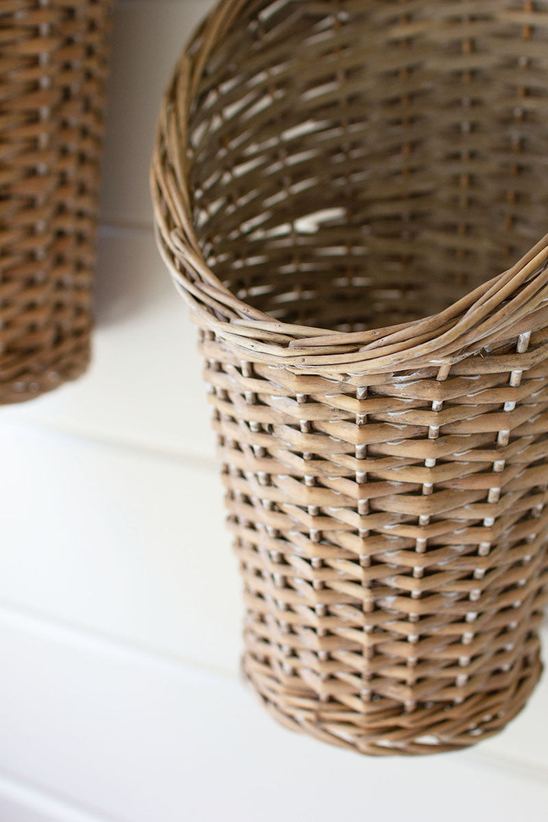 Set of 2 Hanging Rattan Baskets