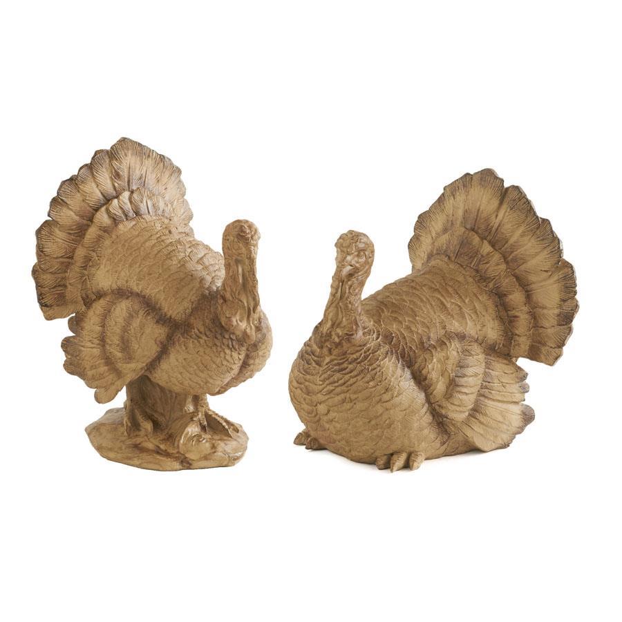 Set_of_Two_Brown_Resin_Turkeys