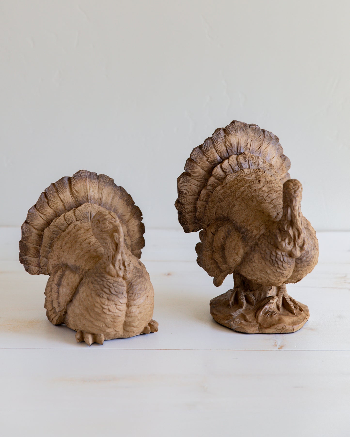 Set of Two Brown Resin Turkeys