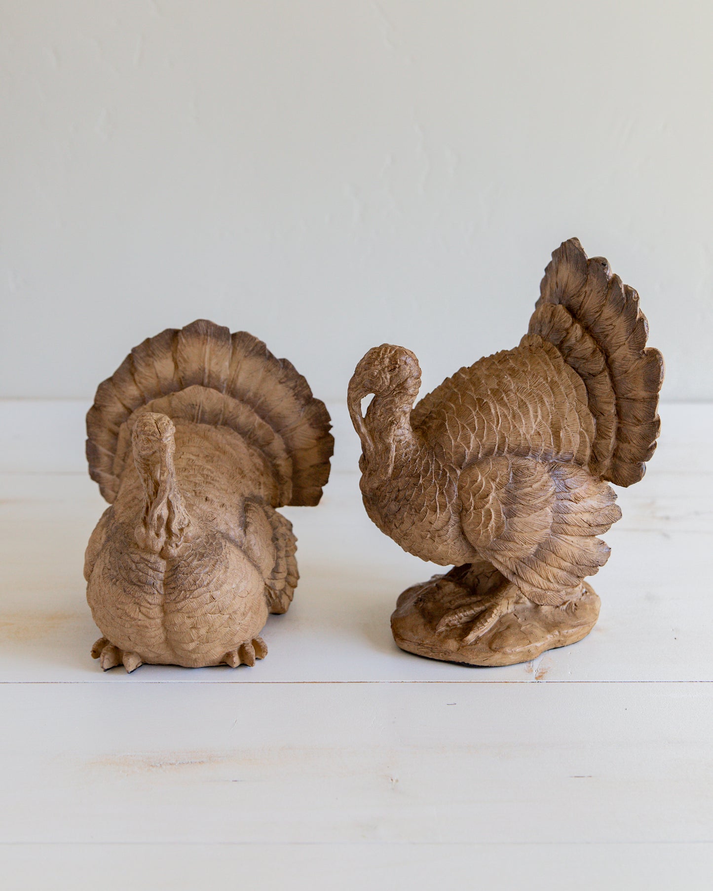 Set of Two Brown Resin Turkeys