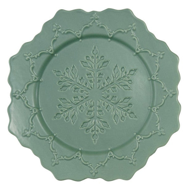 Snowflake_Scalloped_Plate_Green