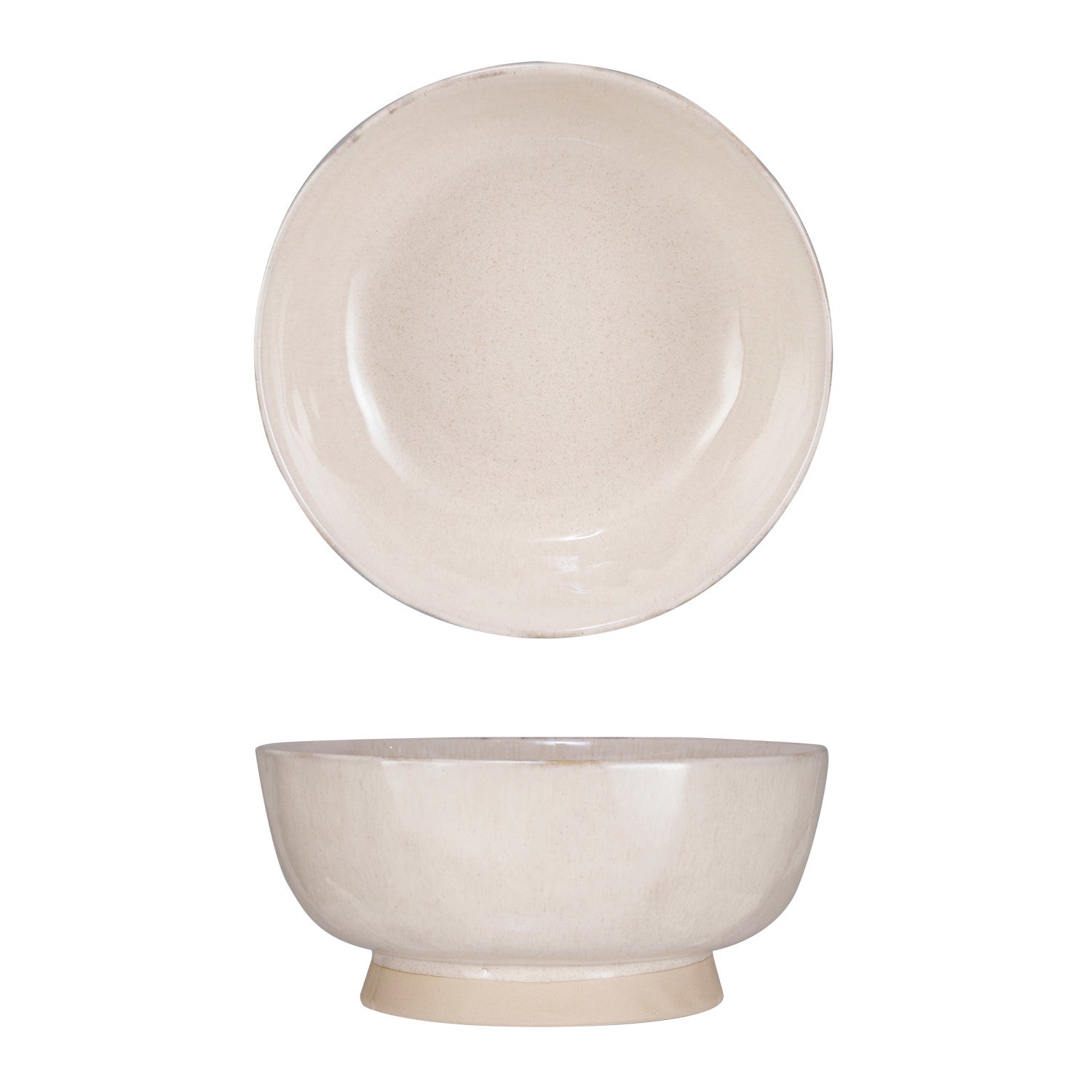 Set of two white stoneware bowls on a white background
