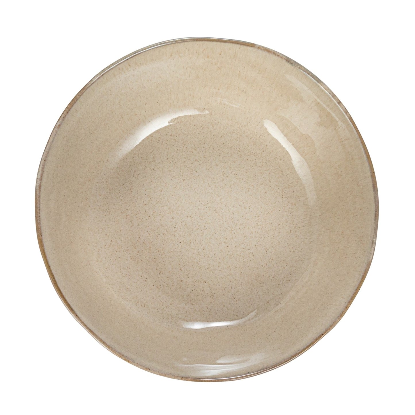 Beige stoneware bowl on a white background