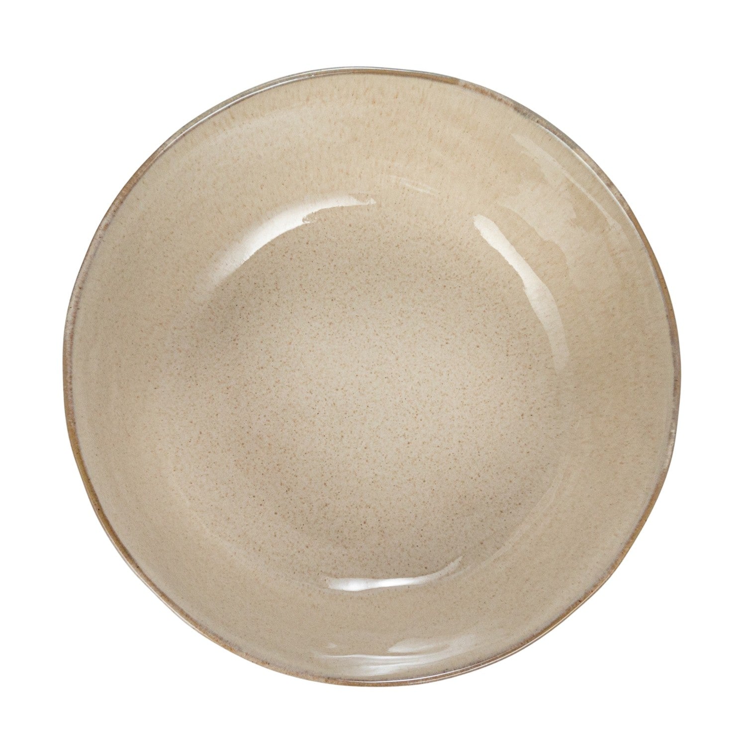 Beige stoneware bowl on a white background