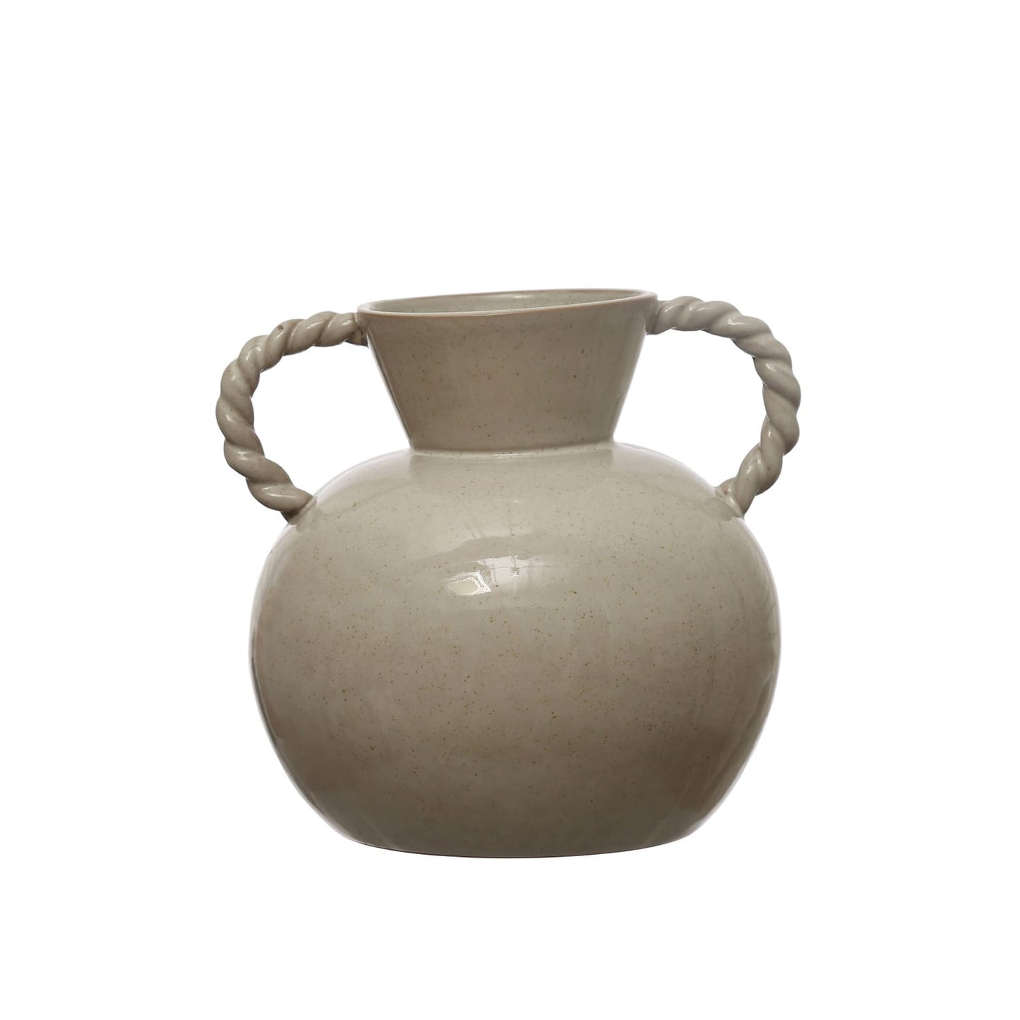 Stoneware Vase with Twisted Handles - Reactive Glaze Ceramic Vase