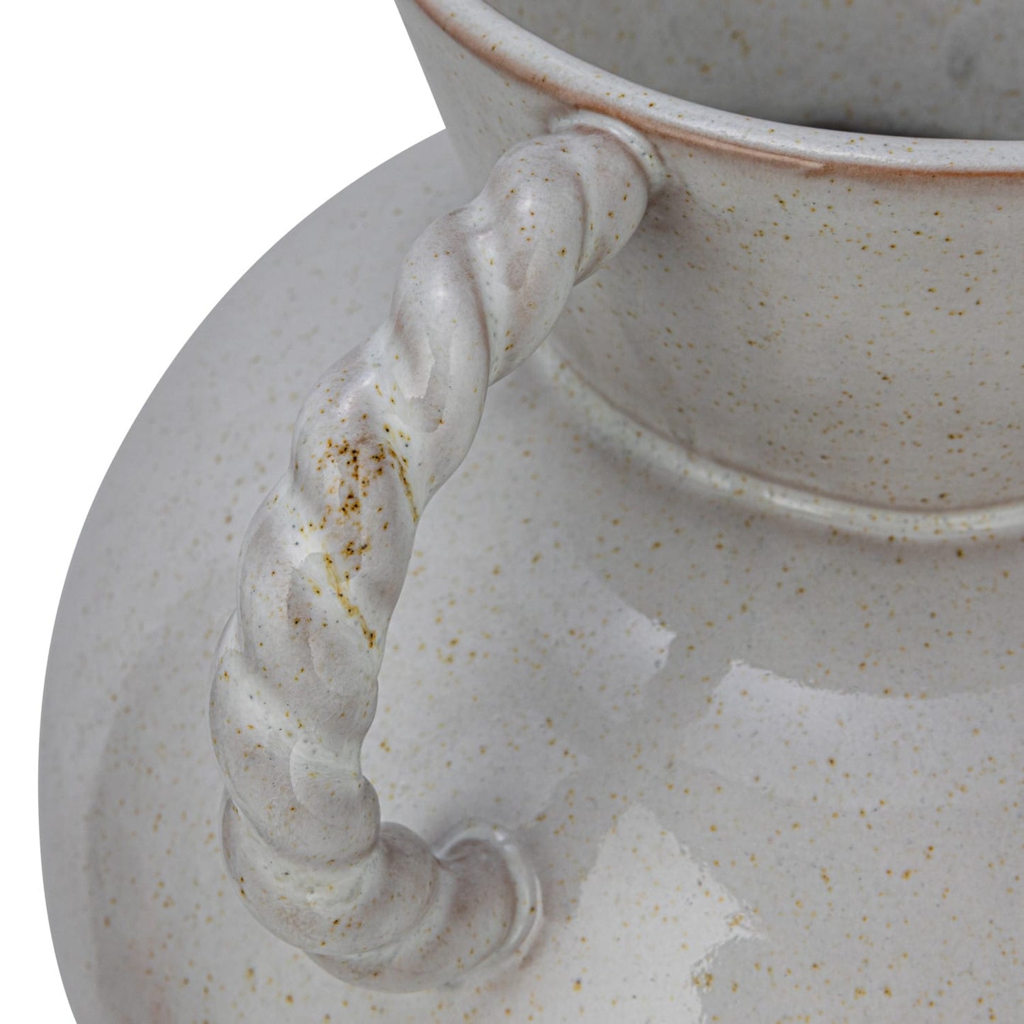 Stoneware Vase with Twisted Handles - Reactive Glaze Ceramic Vase