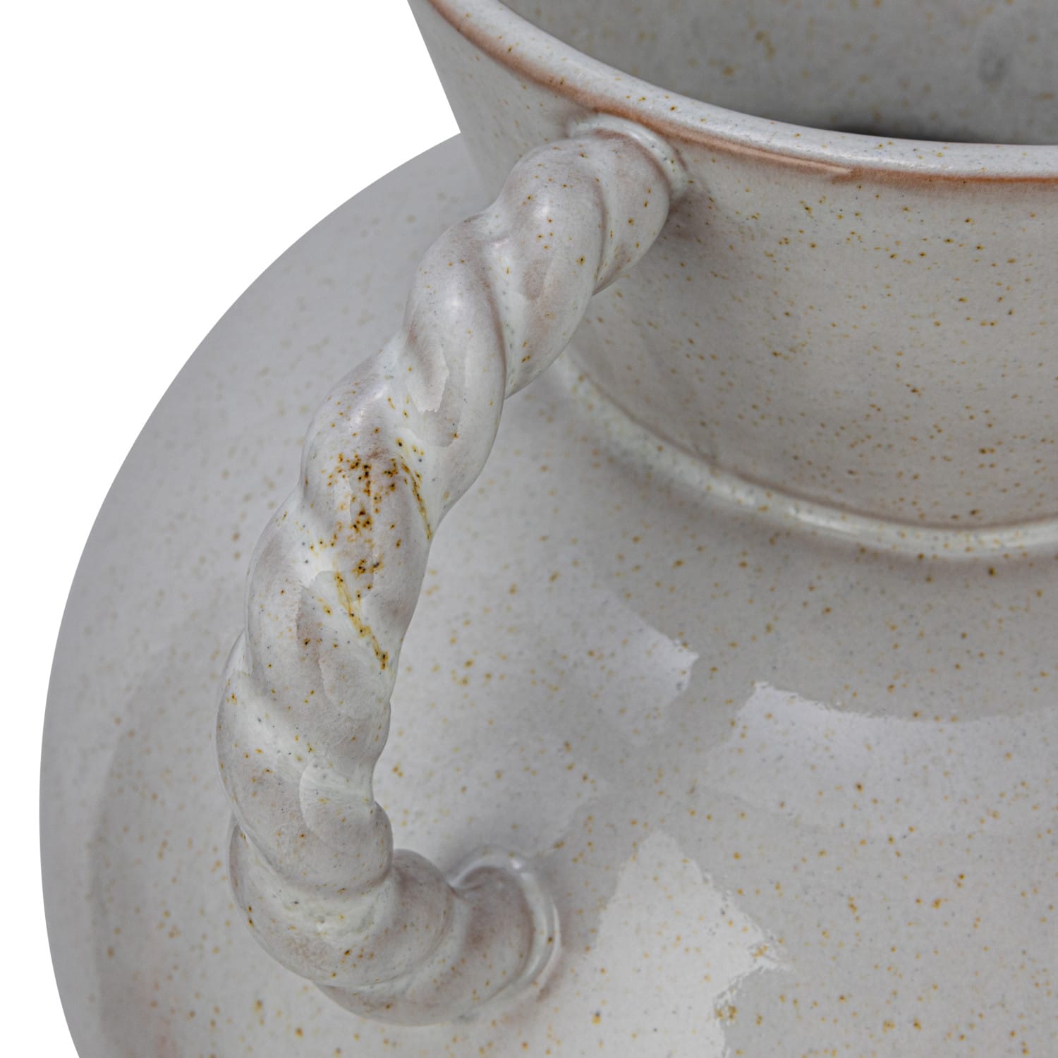 Stoneware Vase with Twisted Handles - Reactive Glaze Ceramic Vase