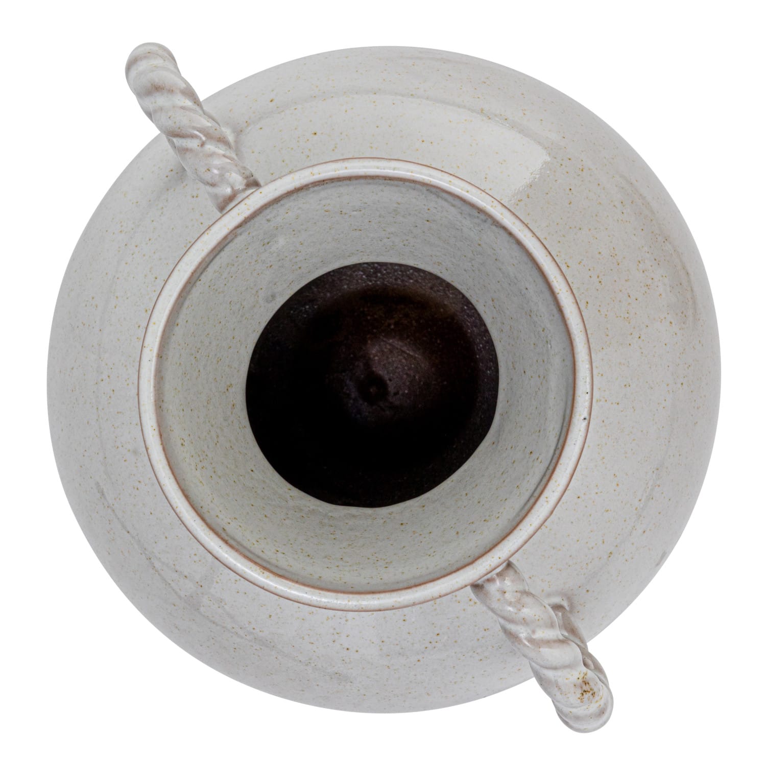 Stoneware Vase with Twisted Handles - Reactive Glaze Ceramic Vase