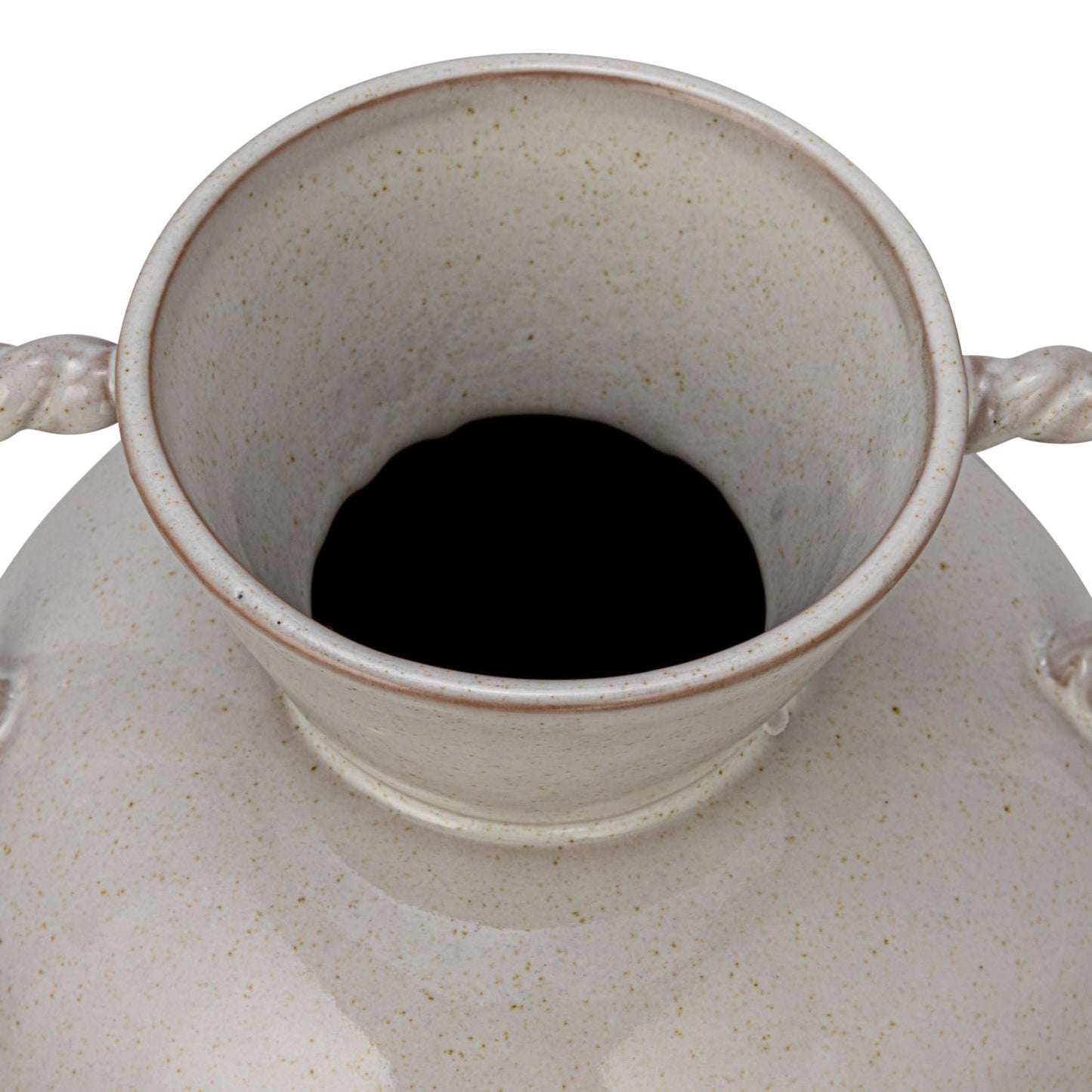 Stoneware Vase with Twisted Handles - Reactive Glaze Ceramic Vase
