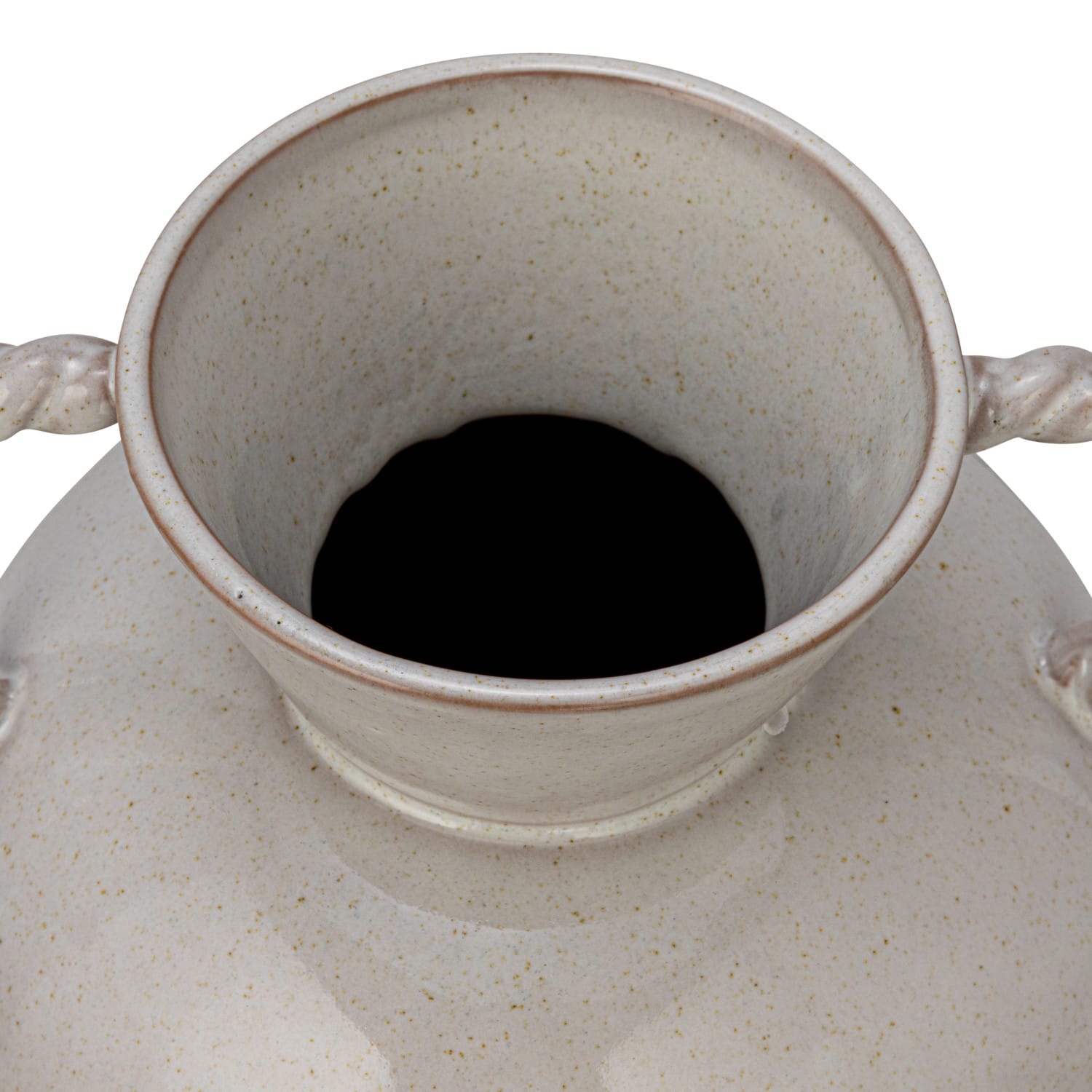 Stoneware Vase with Twisted Handles - Reactive Glaze Ceramic Vase