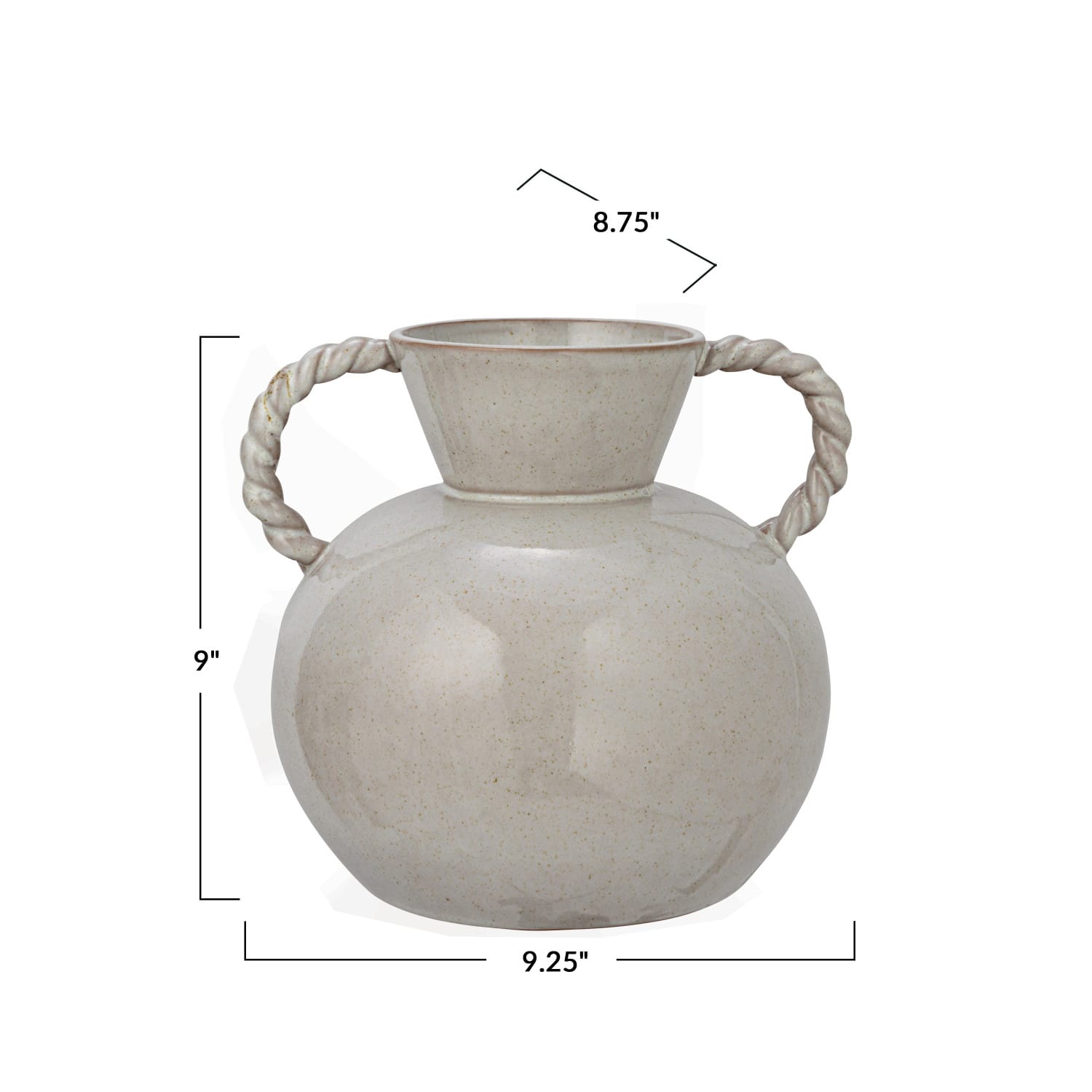 Stoneware Vase with Twisted Handles - Reactive Glaze Ceramic Vase