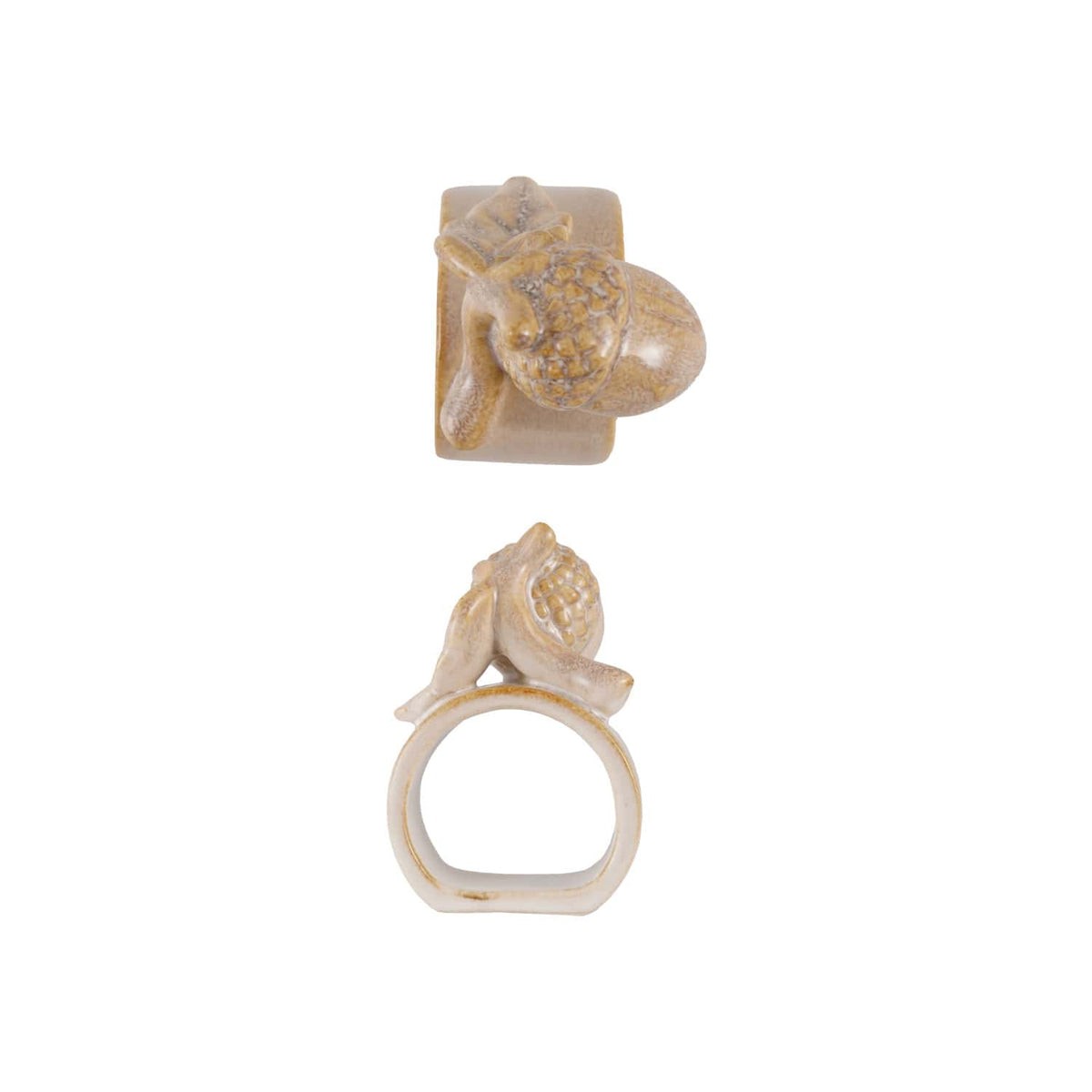 Cream Stoneware Acorn Napkin Ring