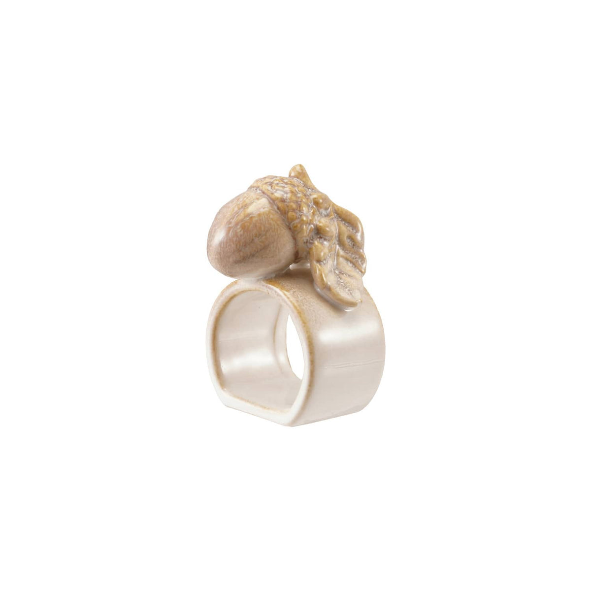 Cream Stoneware Acorn Napkin Ring