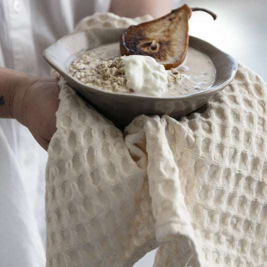 Ivory colored Cotton Waffle Tea Towel