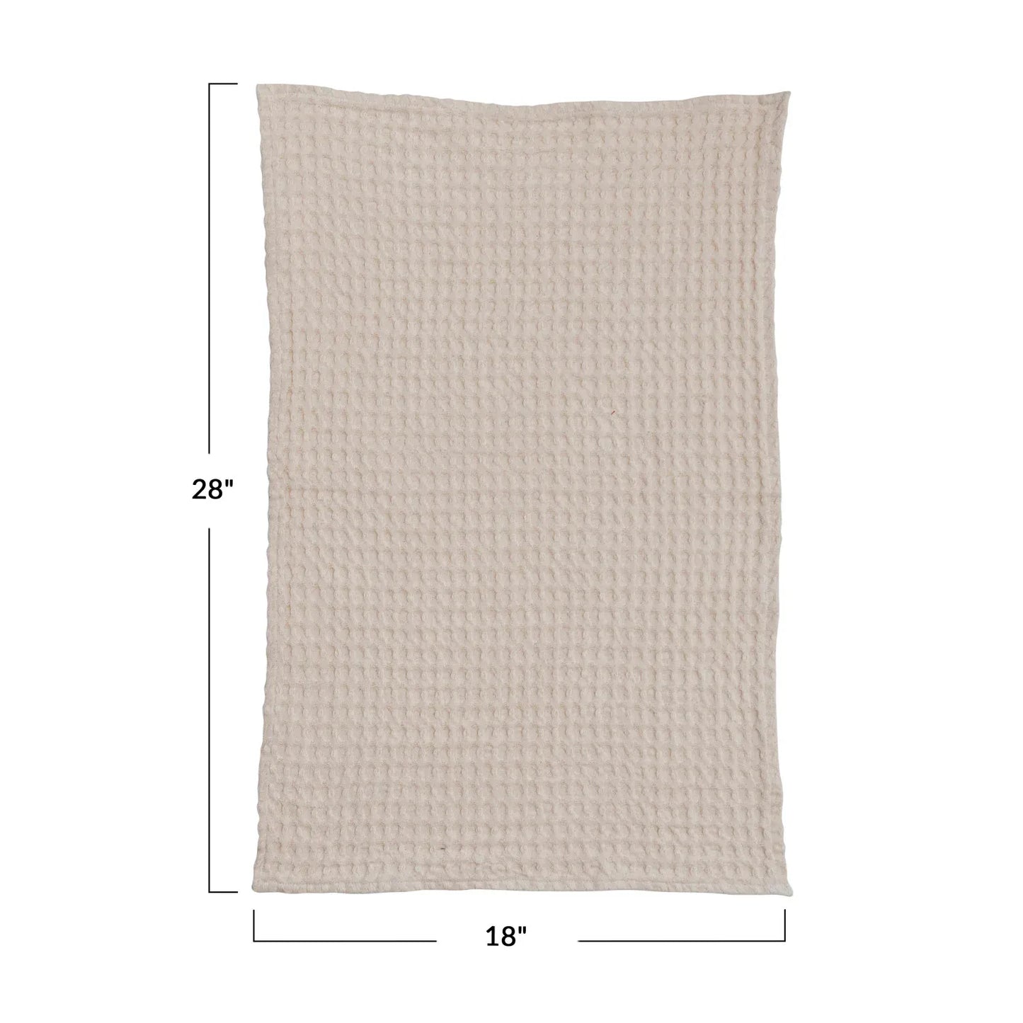 Ivory Cotton Waffle Tea Towel with measurments