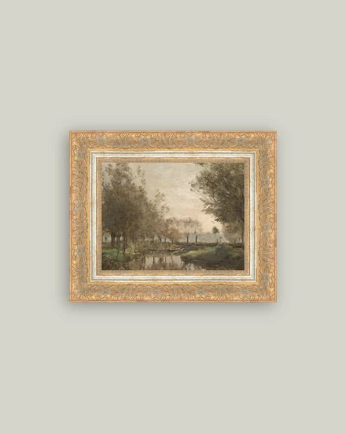 The Creek Framed Antique Art – 12" x 10"
