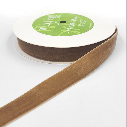 3/4" velvet ribbon woven edge antique gold