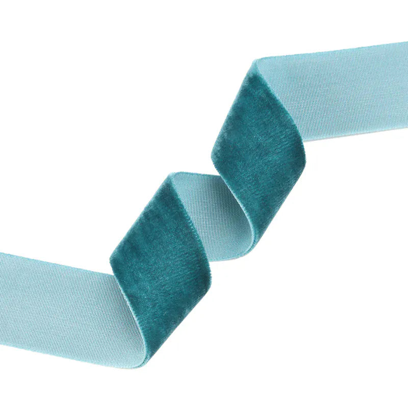 Velvet Ribbon - Peacock | 3/8" & 1" Widths | 10 Yard Roll