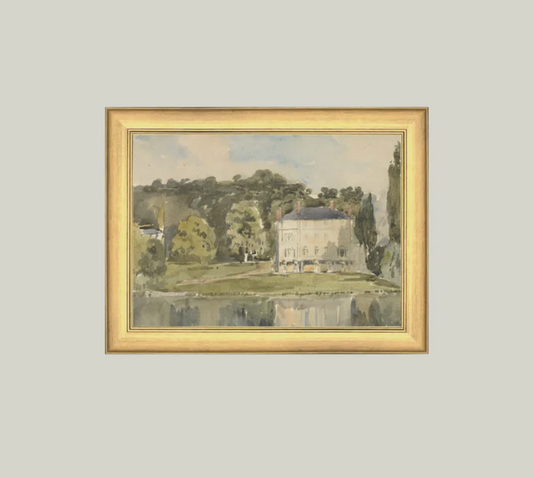View of Chateau Framed Vintage Art