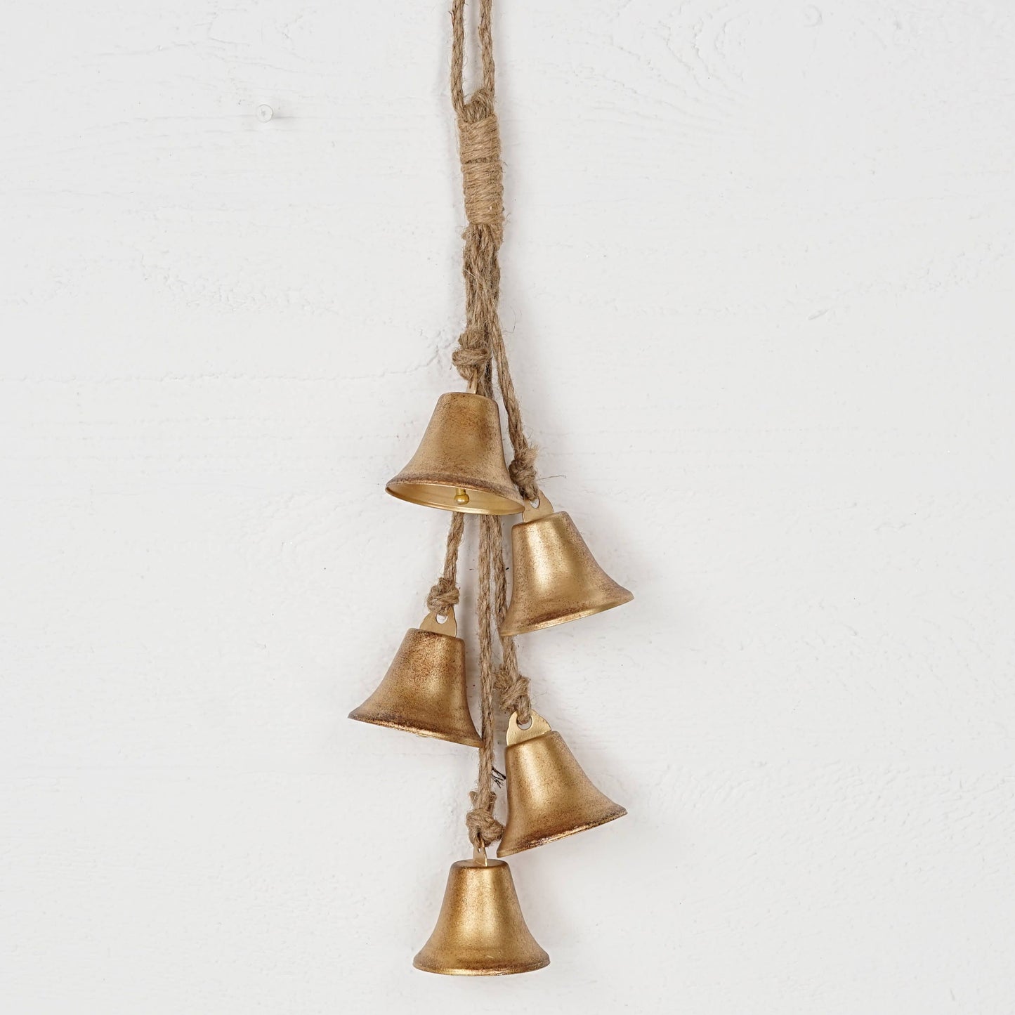 Vintage Gold Mini Liberty Bells - String of 5, 2.5"