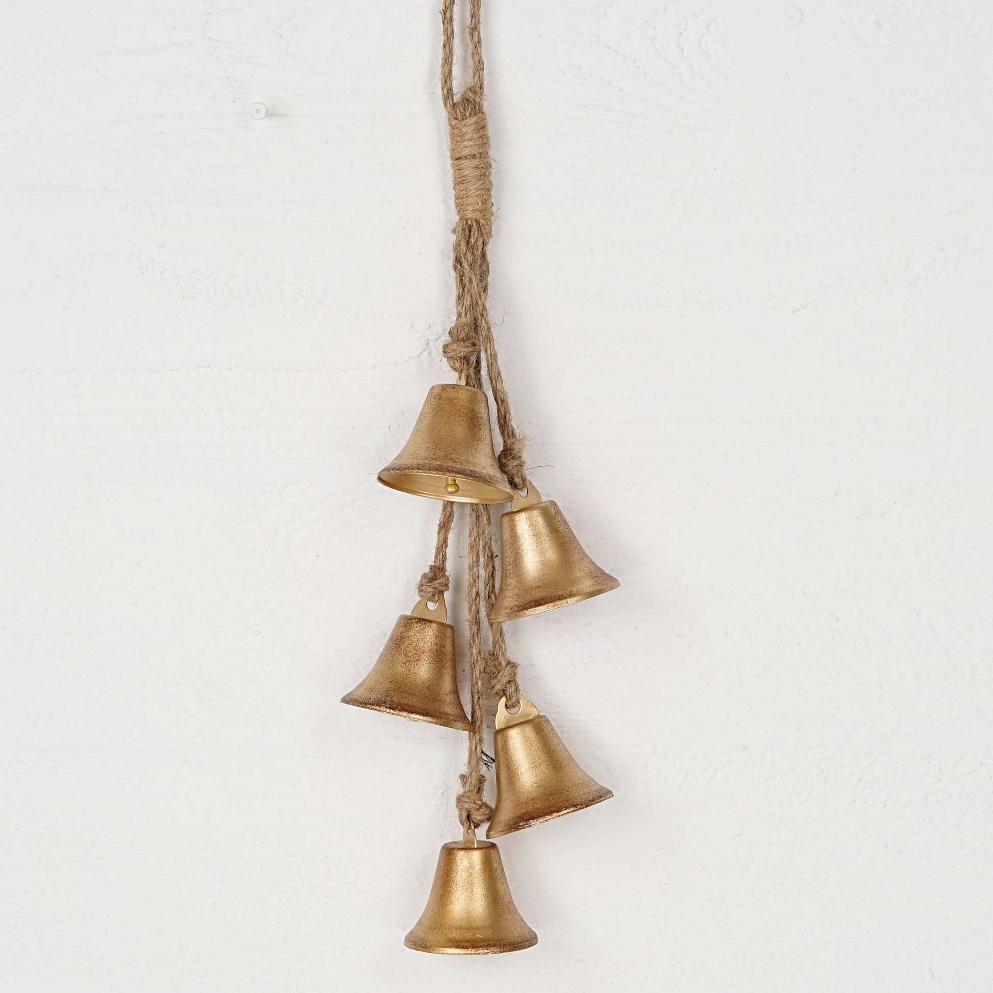 Vintage Gold Mini Liberty Bells - String of 5, 2.5"