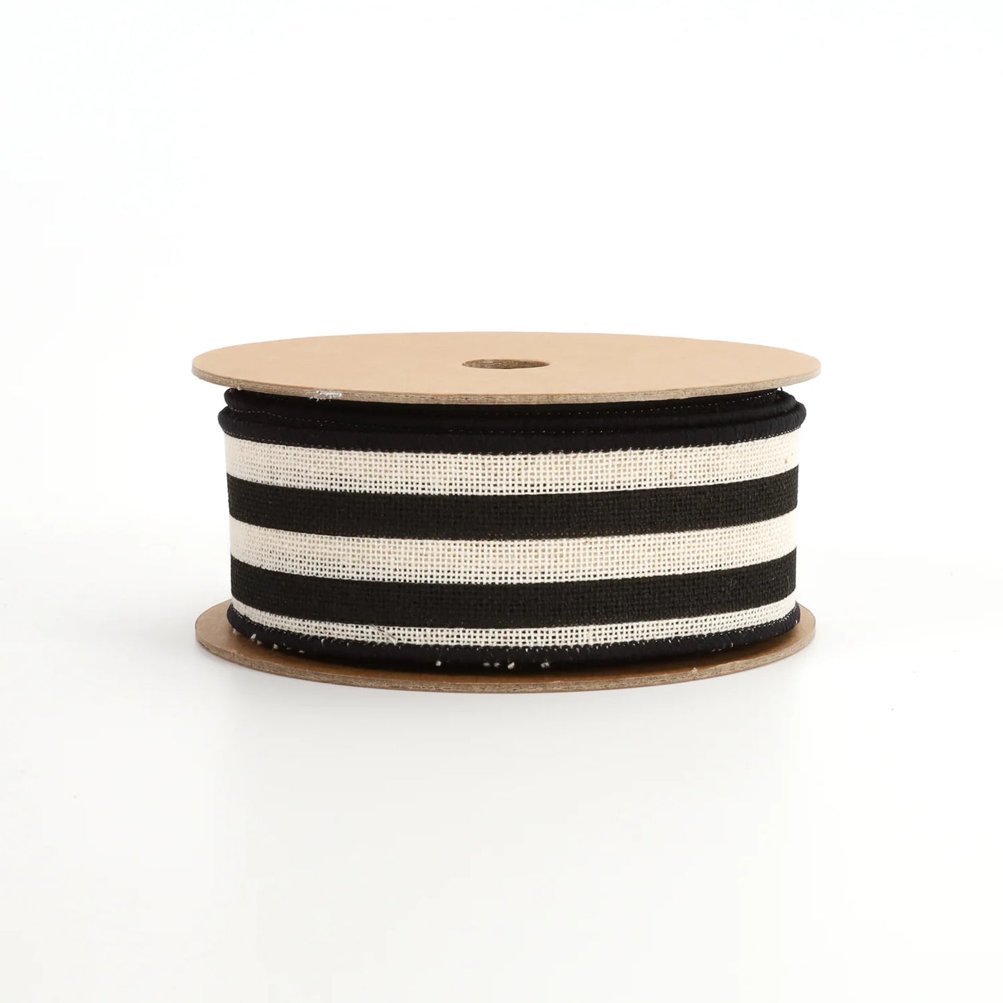 1 1/2" Wired Ribbon - "Striped" Black/White - 10 Yard Roll