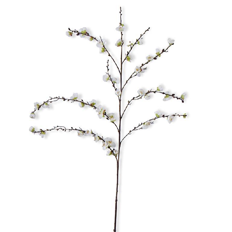 White Cherry Blossom Stem 50" - Artificial Sakura Branch