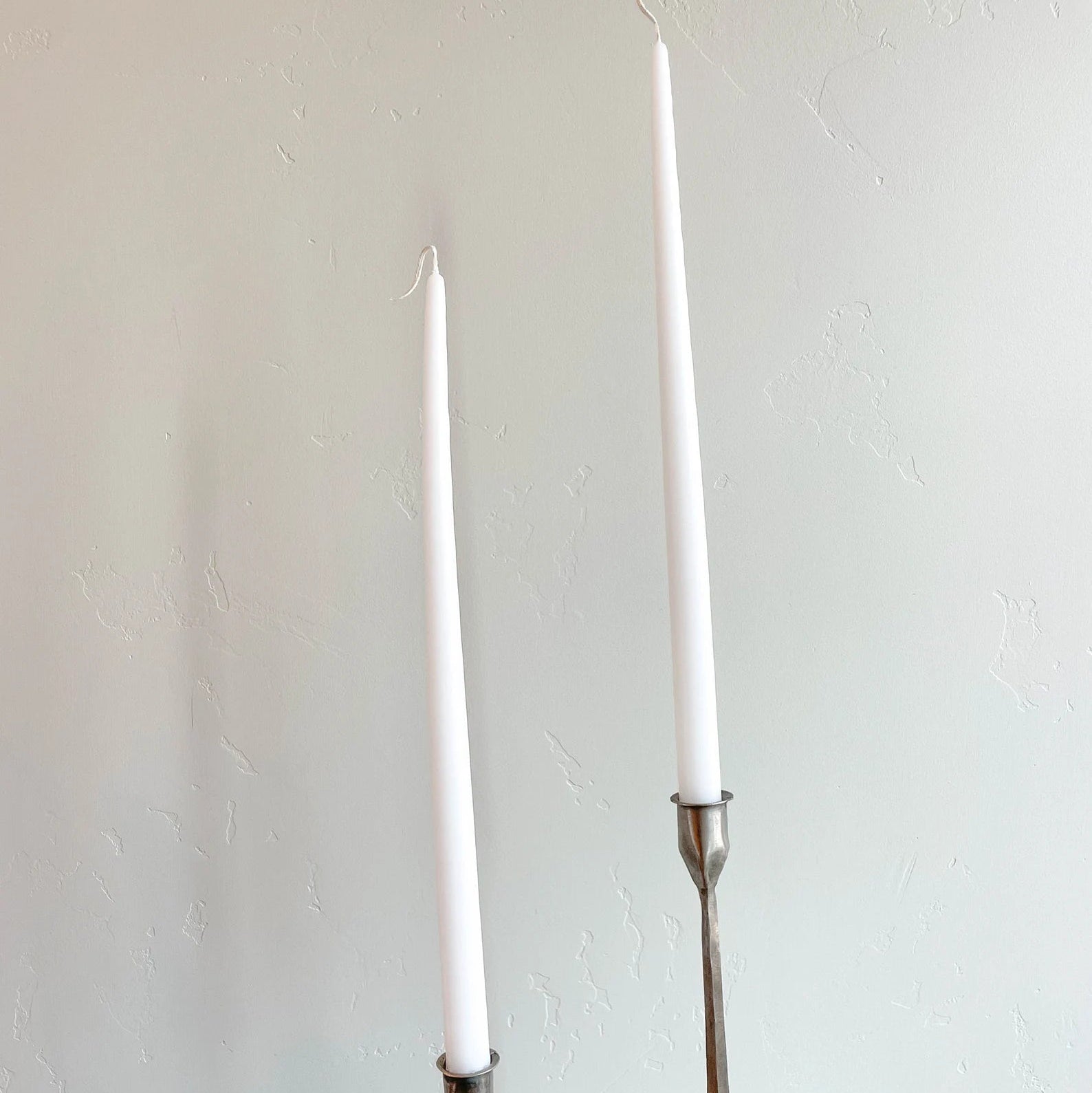 White Hand-Dipped Taper Candles - 15" Unscented - Box of 12