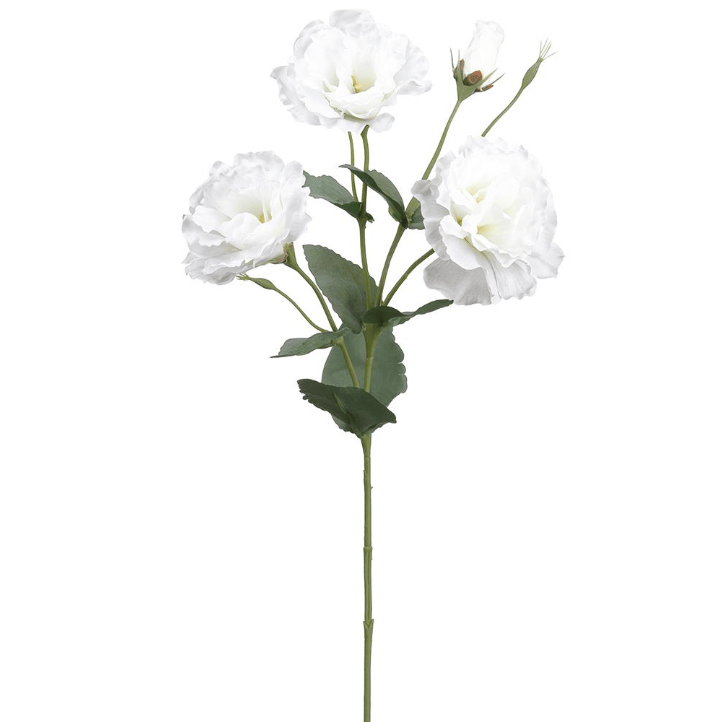White Lisianthus Spray | 21" Faux Floral Stem | Artificial Flower