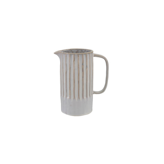 White_Ribbed_Stoneware_Pitcher